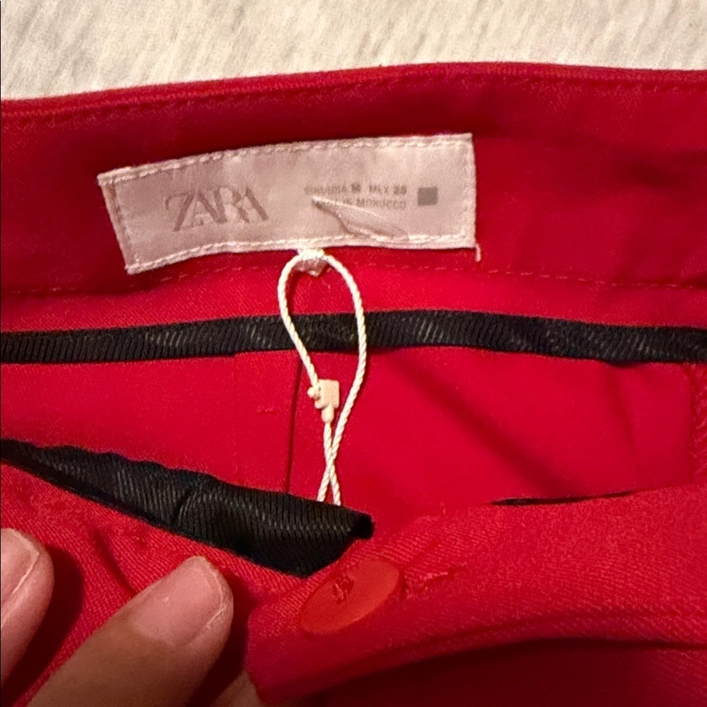 Zara Red Straight-Leg Trousers - Picture 5 of 5
